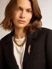 Golden Goose Women’s single-breasted blazer in dark blue wool gabardine