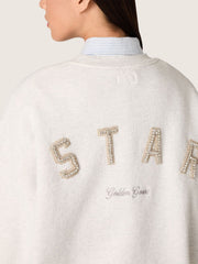 Golden Goose Star unisex sweatshirt in gray cotton with embroidery and crystals