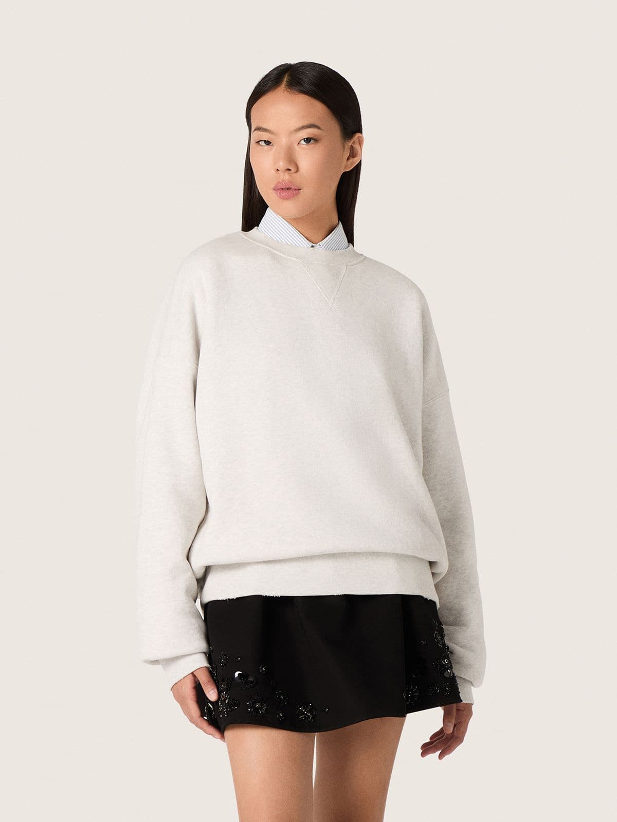 Golden Goose Star unisex sweatshirt in gray cotton with embroidery and crystals