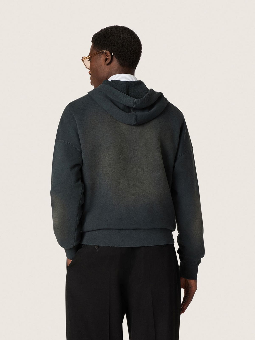 Golden Goose Unisex hooded sweatshirt in black cotton with a bleached effect