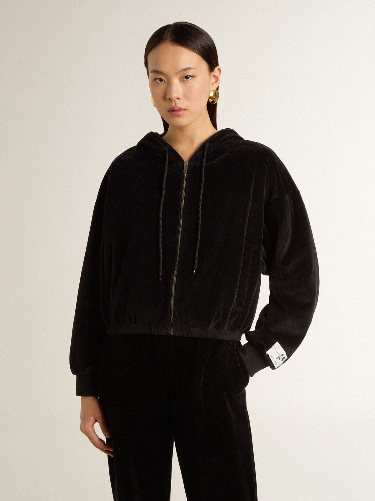 Golden Goose Women's black cotton-blend hoodie with zip