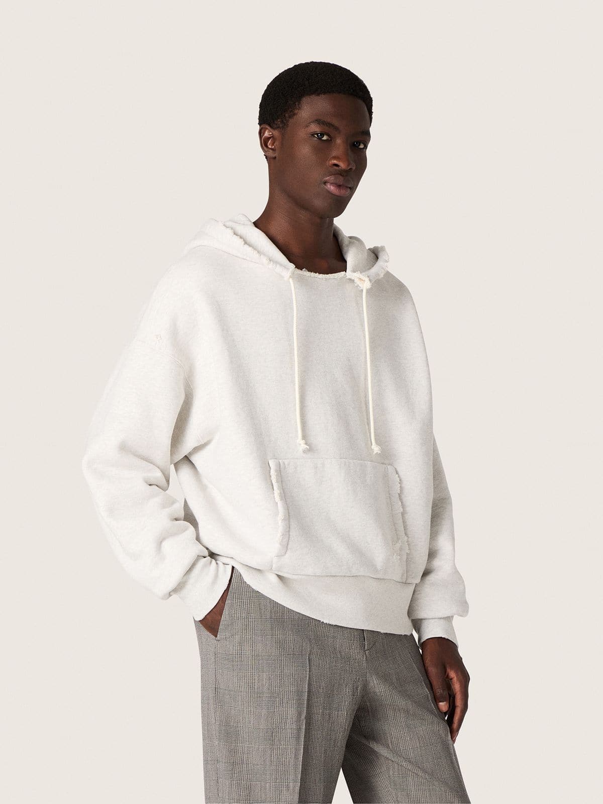 Golden Goose Star unisex hooded sweatshirt in gray melange cotton