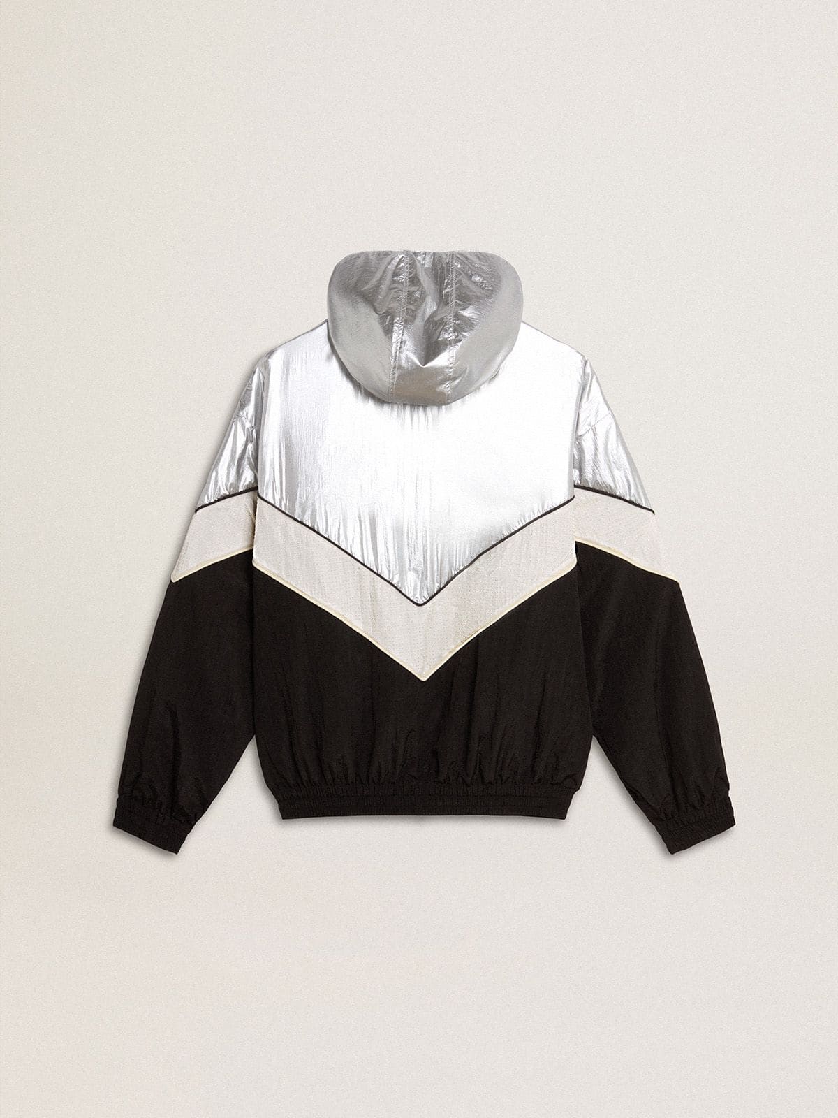 Golden Goose Silver, white and black zippered windproof jacket
