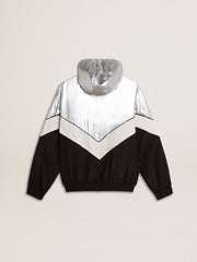 Golden Goose Silver, white and black zippered windproof jacket