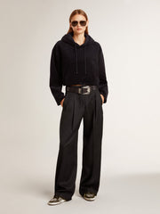 Golden Goose Women’s black chenille sweatshirt with embroidery on the back
