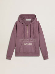 Golden Goose Unisex mauve cotton sweatshirt with print on the front