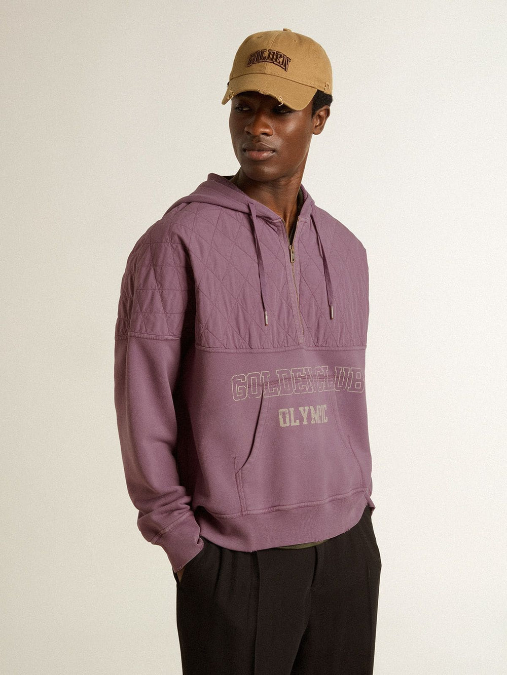 Golden Goose Unisex mauve cotton sweatshirt with print on the front