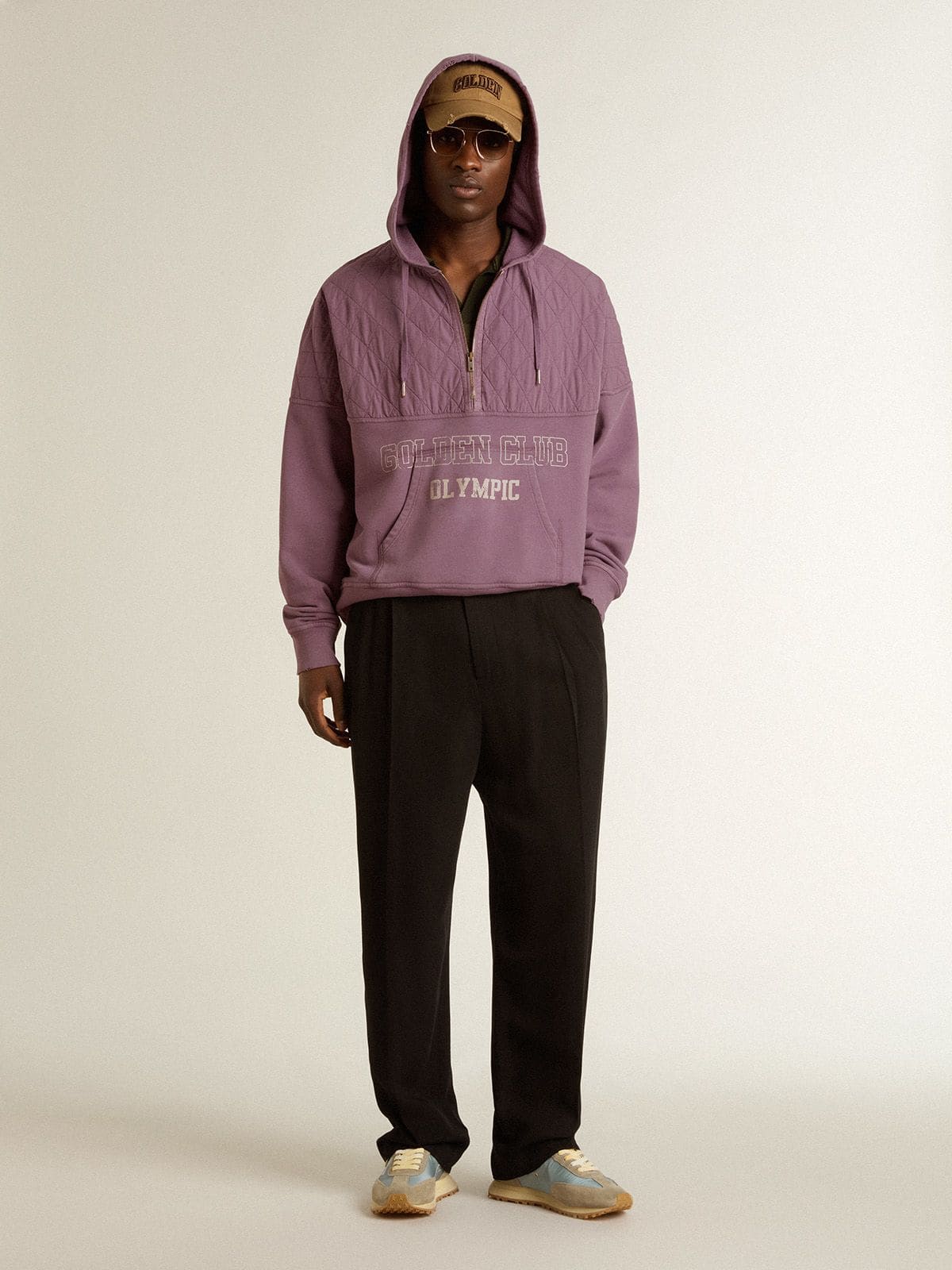 Golden Goose Unisex mauve cotton sweatshirt with print on the front