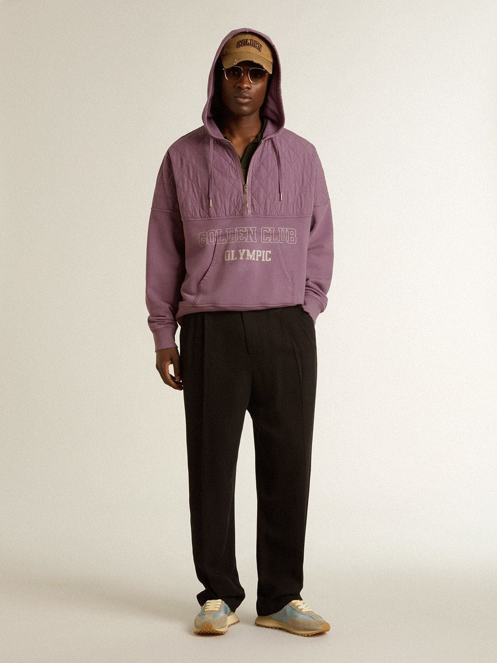 Golden Goose Unisex mauve cotton sweatshirt with print on the front