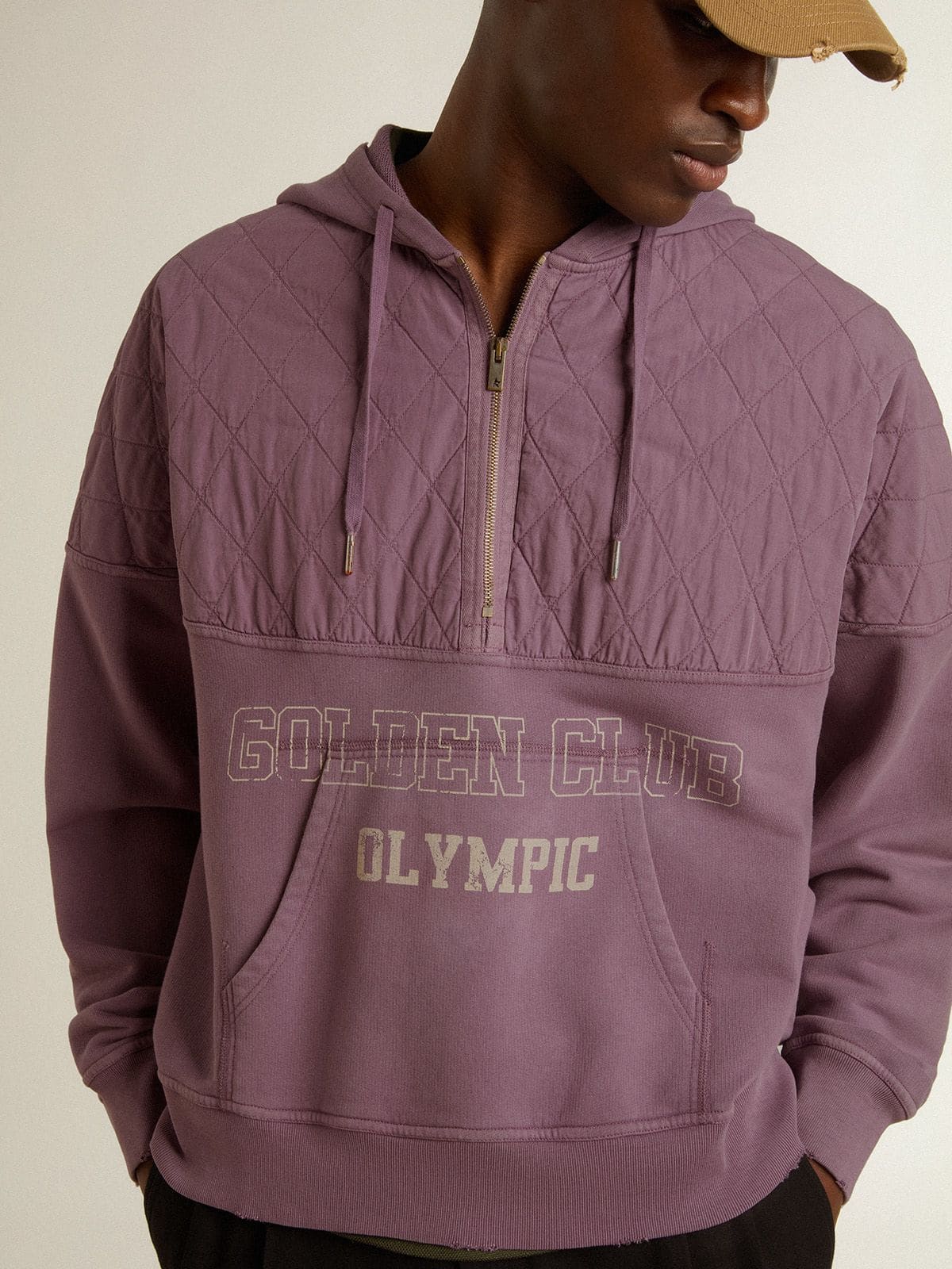 Golden Goose Unisex mauve cotton sweatshirt with print on the front