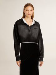 Golden Goose Gray cropped sweatshirt with a lived-in effect