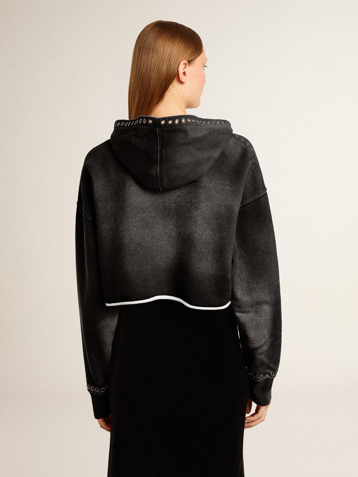 Golden Goose Gray cropped sweatshirt with a lived-in effect
