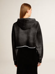 Golden Goose Gray cropped sweatshirt with a lived-in effect