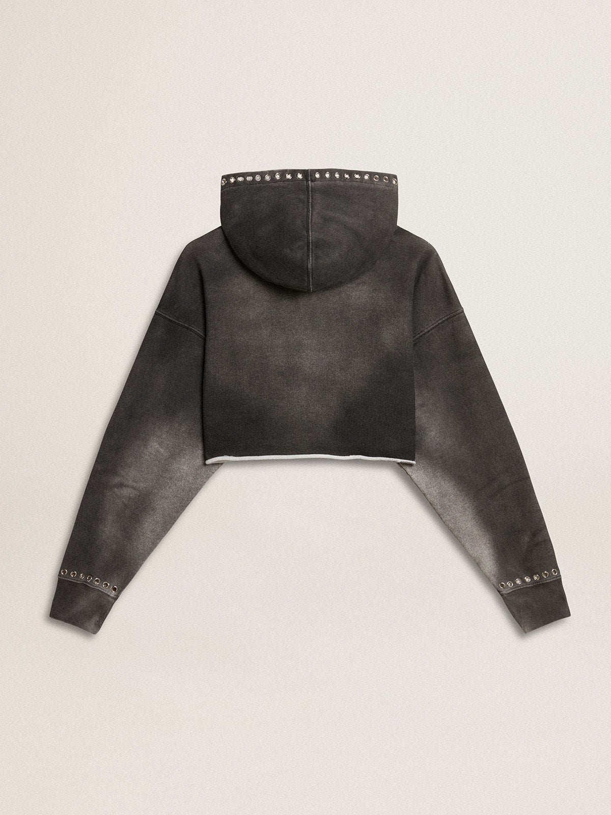 Golden Goose Gray cropped sweatshirt with a lived-in effect