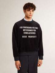 Golden Goose Black crew neck sweatshirt with embroidered lettering