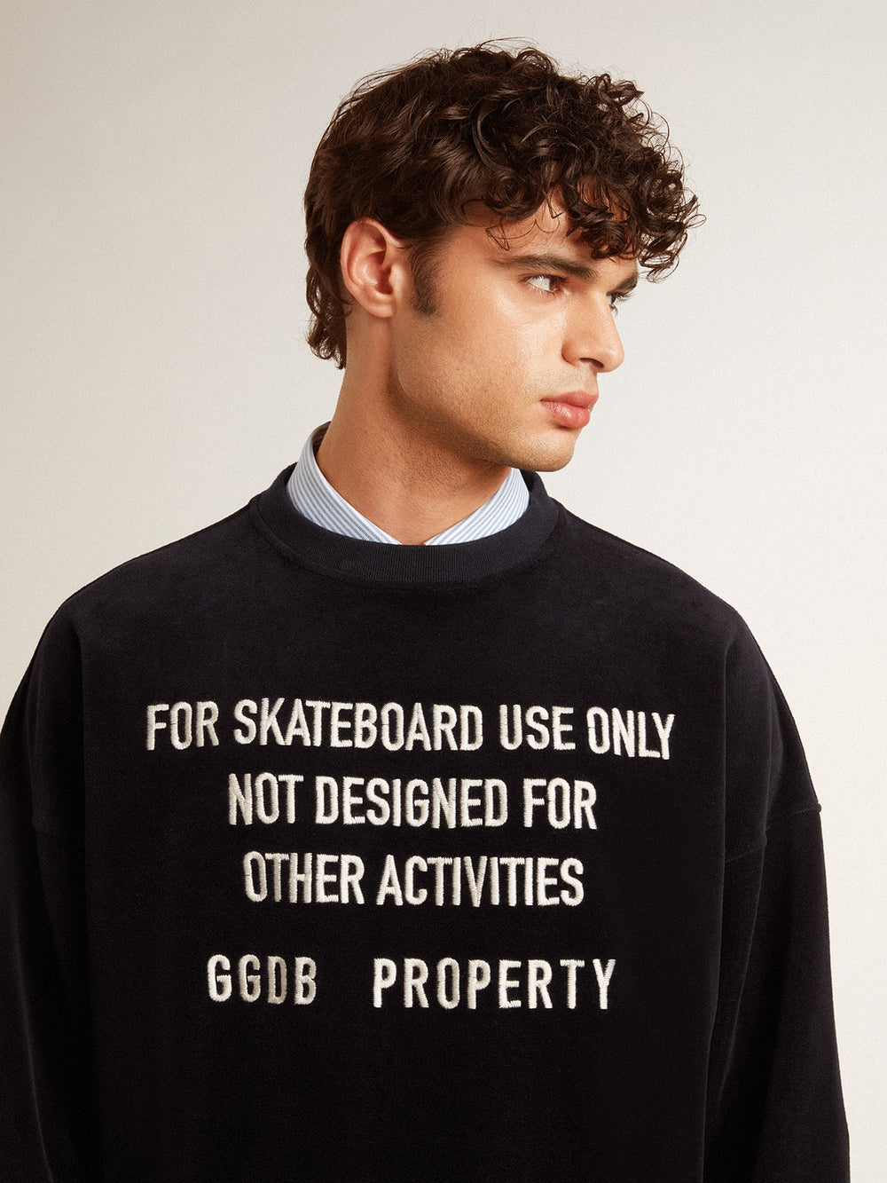 Golden Goose Black crew neck sweatshirt with embroidered lettering