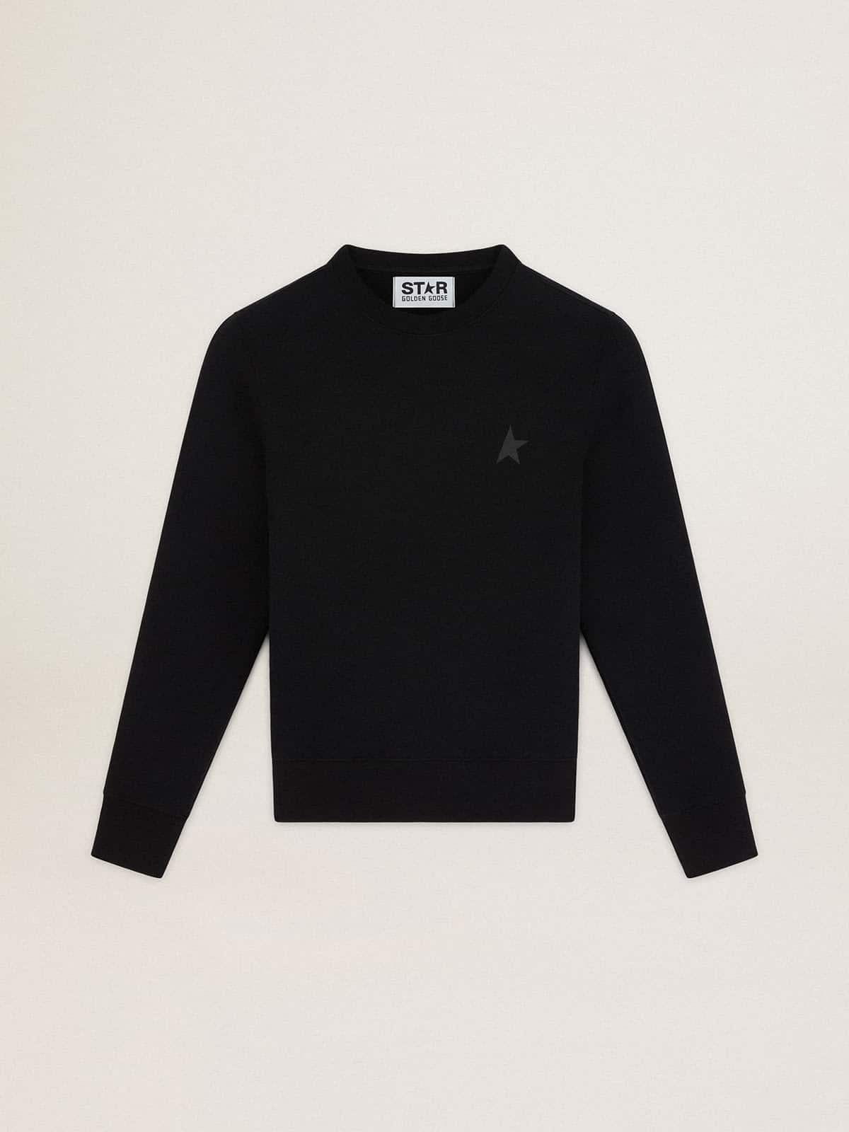 Golden Goose Black Athena Star Collection sweatshirt with tone-on-tone star on the front