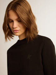 Golden Goose Black Athena Star Collection sweatshirt with tone-on-tone star on the front