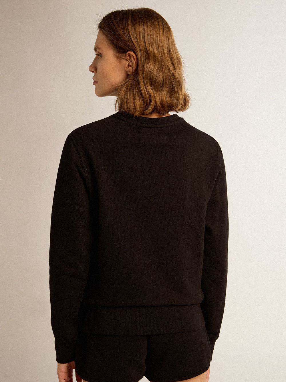 Golden Goose Black Athena Star Collection sweatshirt with tone-on-tone star on the front