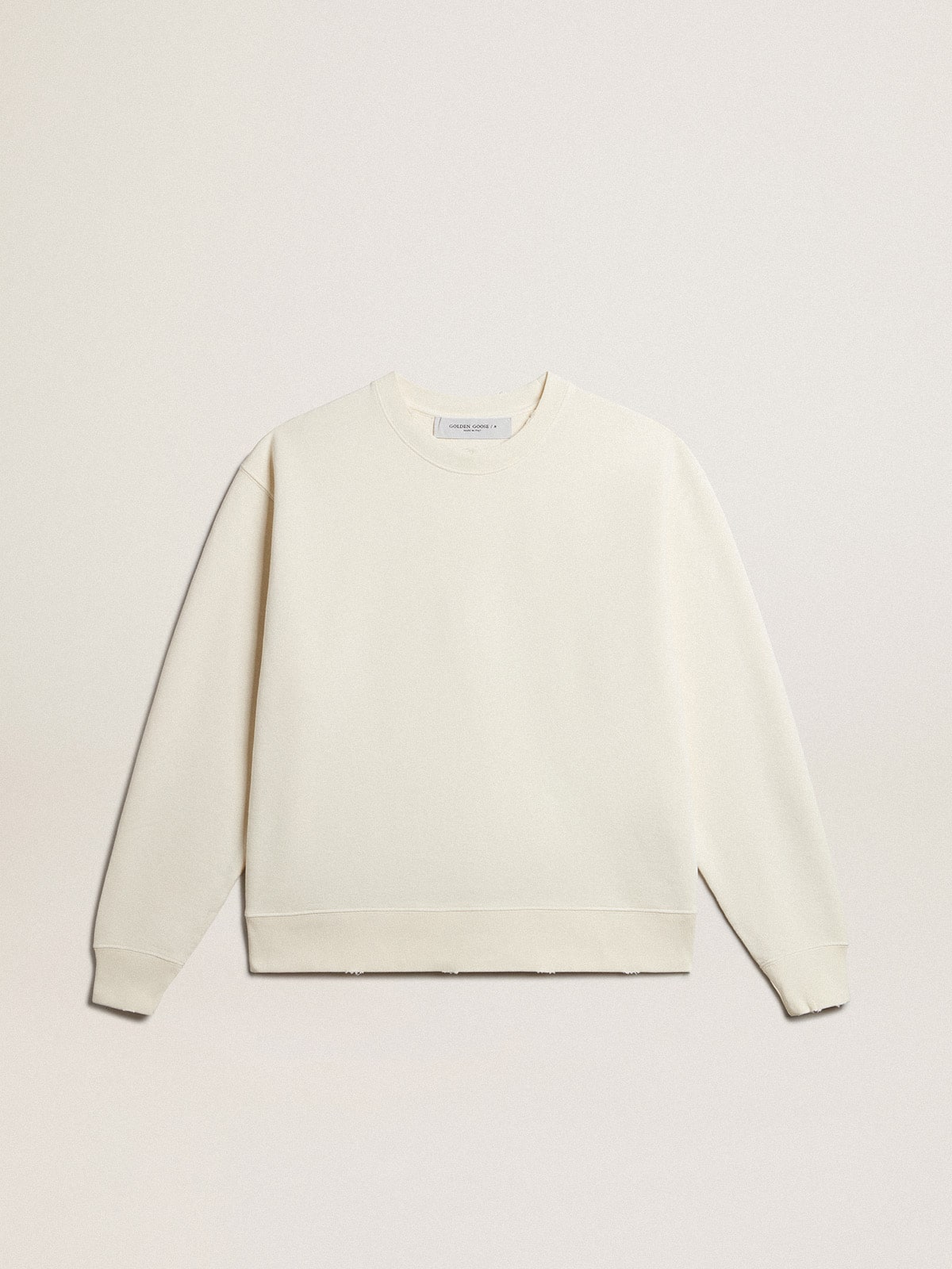 Golden Goose Sweatshirt in aged white with reverse logo on the back - Jersey Capsule