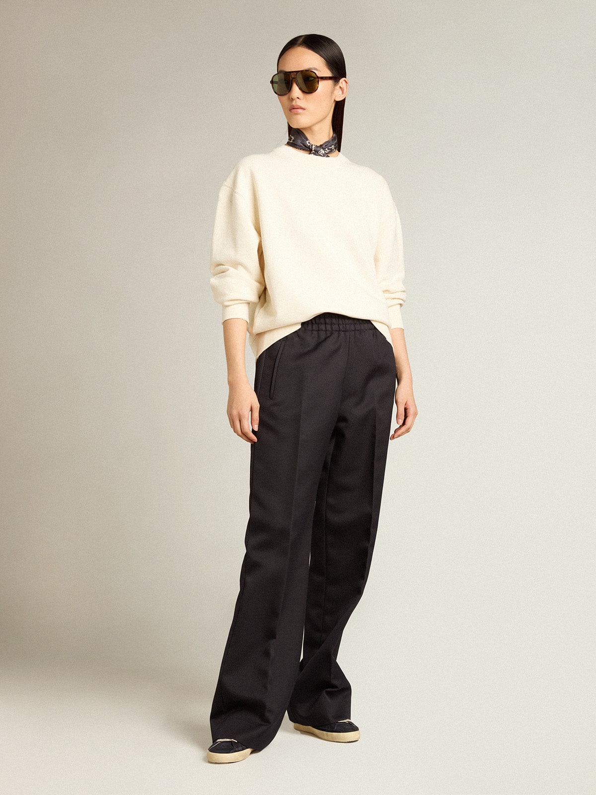 Golden Goose Sweatshirt in aged white with reverse logo on the back - Jersey Capsule