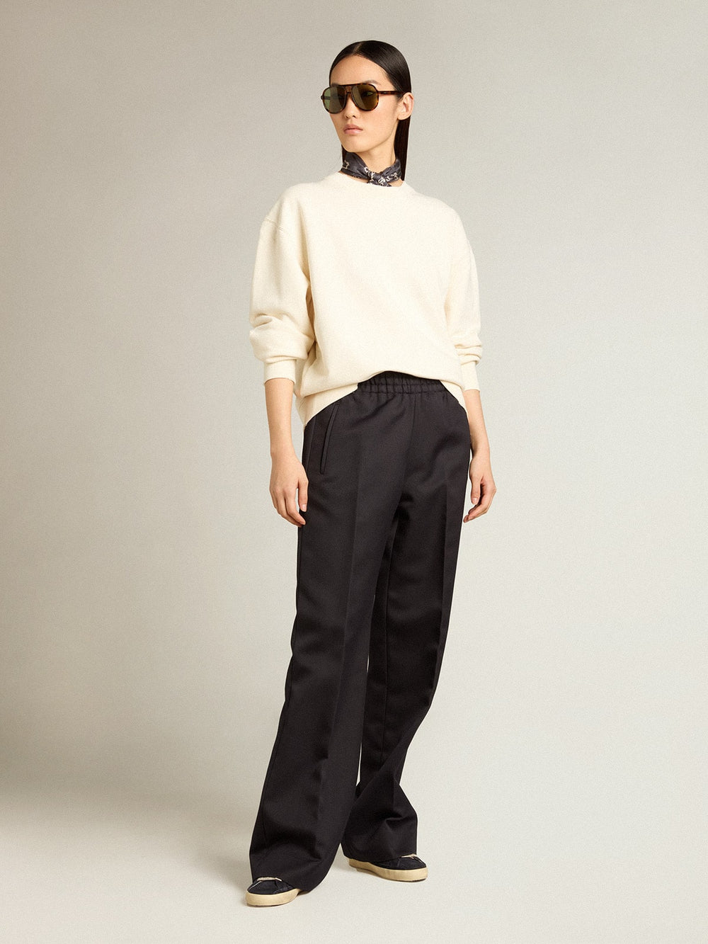 Golden Goose Sweatshirt in aged white with reverse logo on the back - Jersey Capsule