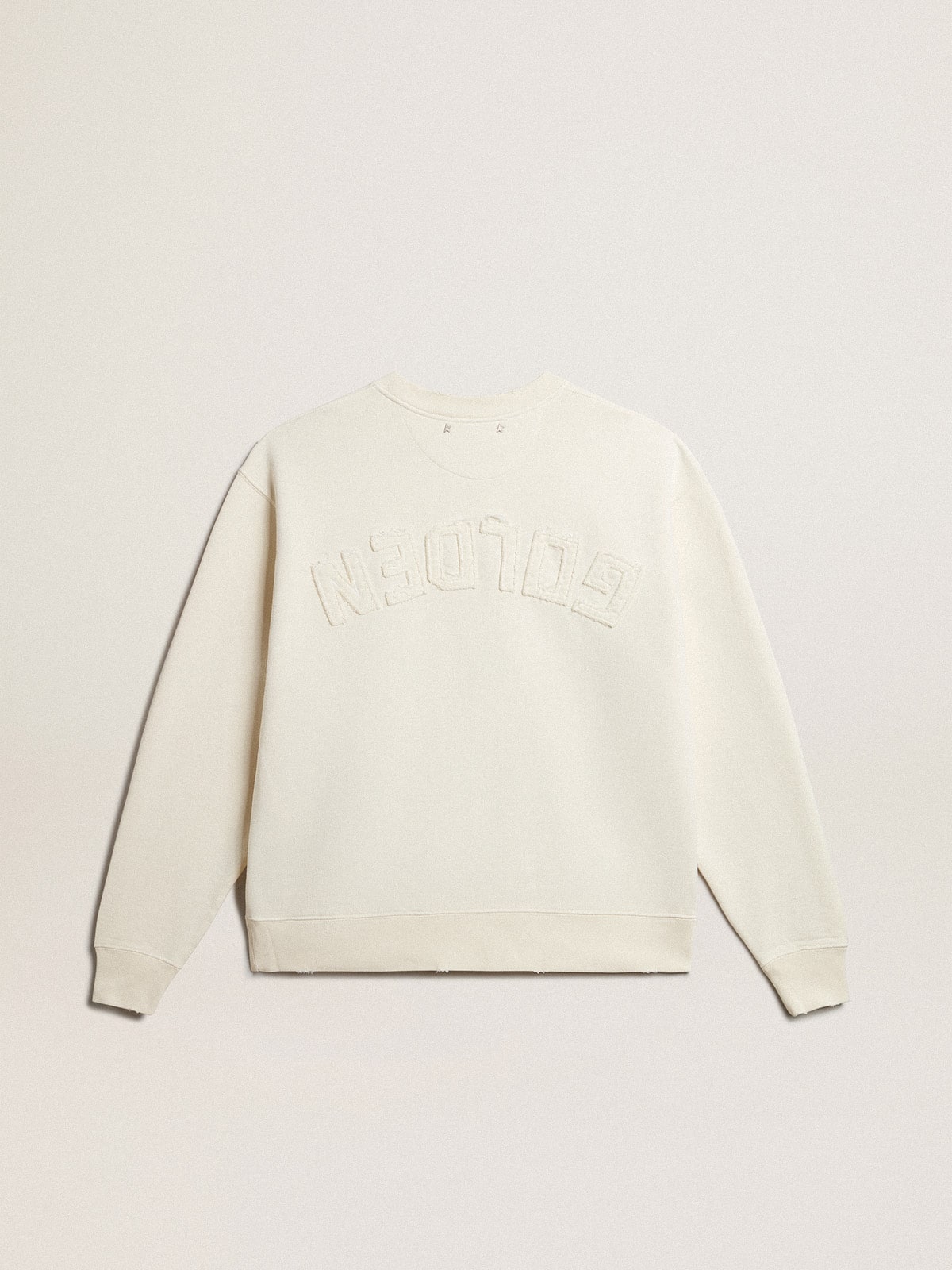 Golden Goose Sweatshirt in aged white with reverse logo on the back - Jersey Capsule