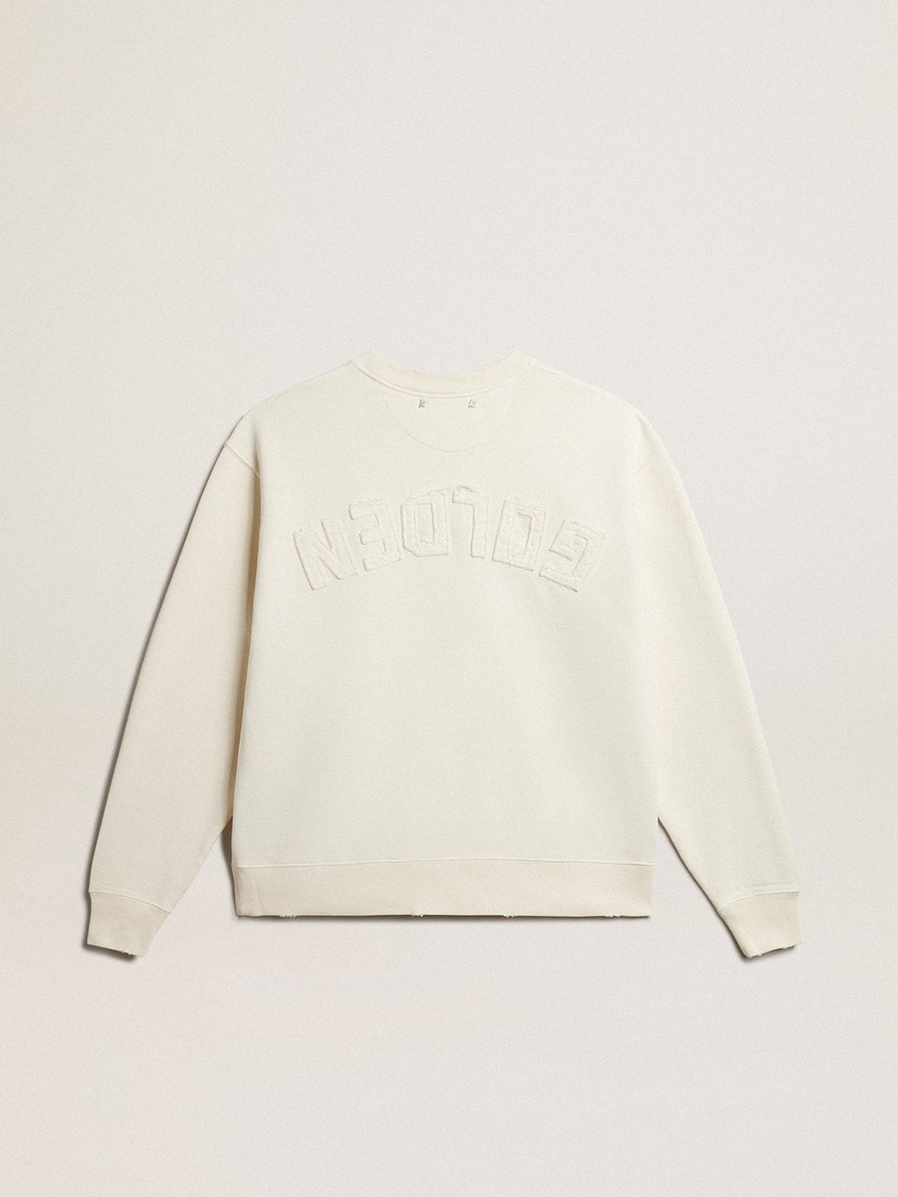 Golden Goose Sweatshirt in aged white with reverse logo on the back - Jersey Capsule