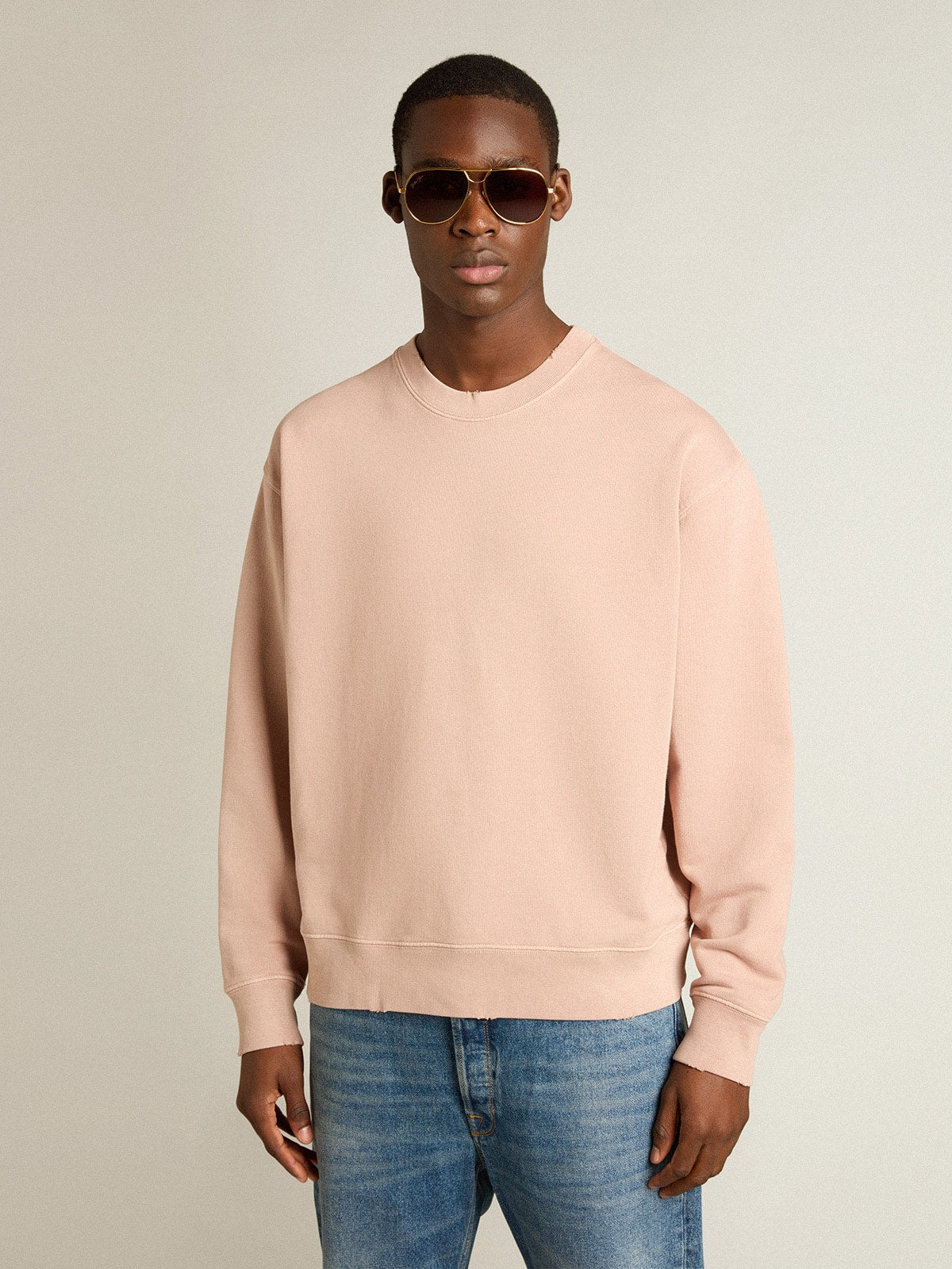 Golden Goose Powder-pink sweatshirt with reverse logo on the back - Jersey Capsule