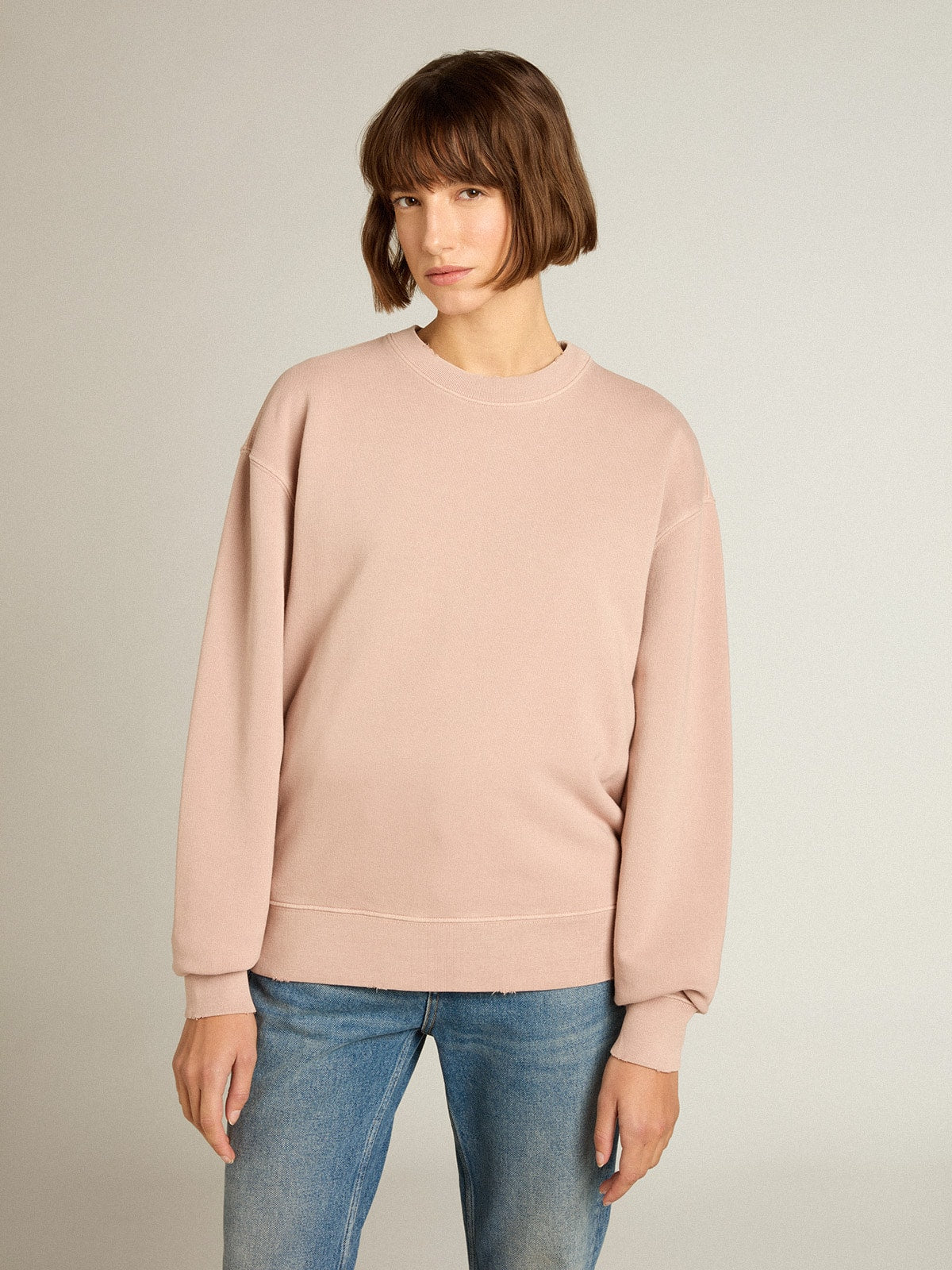 Golden Goose Powder-pink sweatshirt with reverse logo on the back - Jersey Capsule