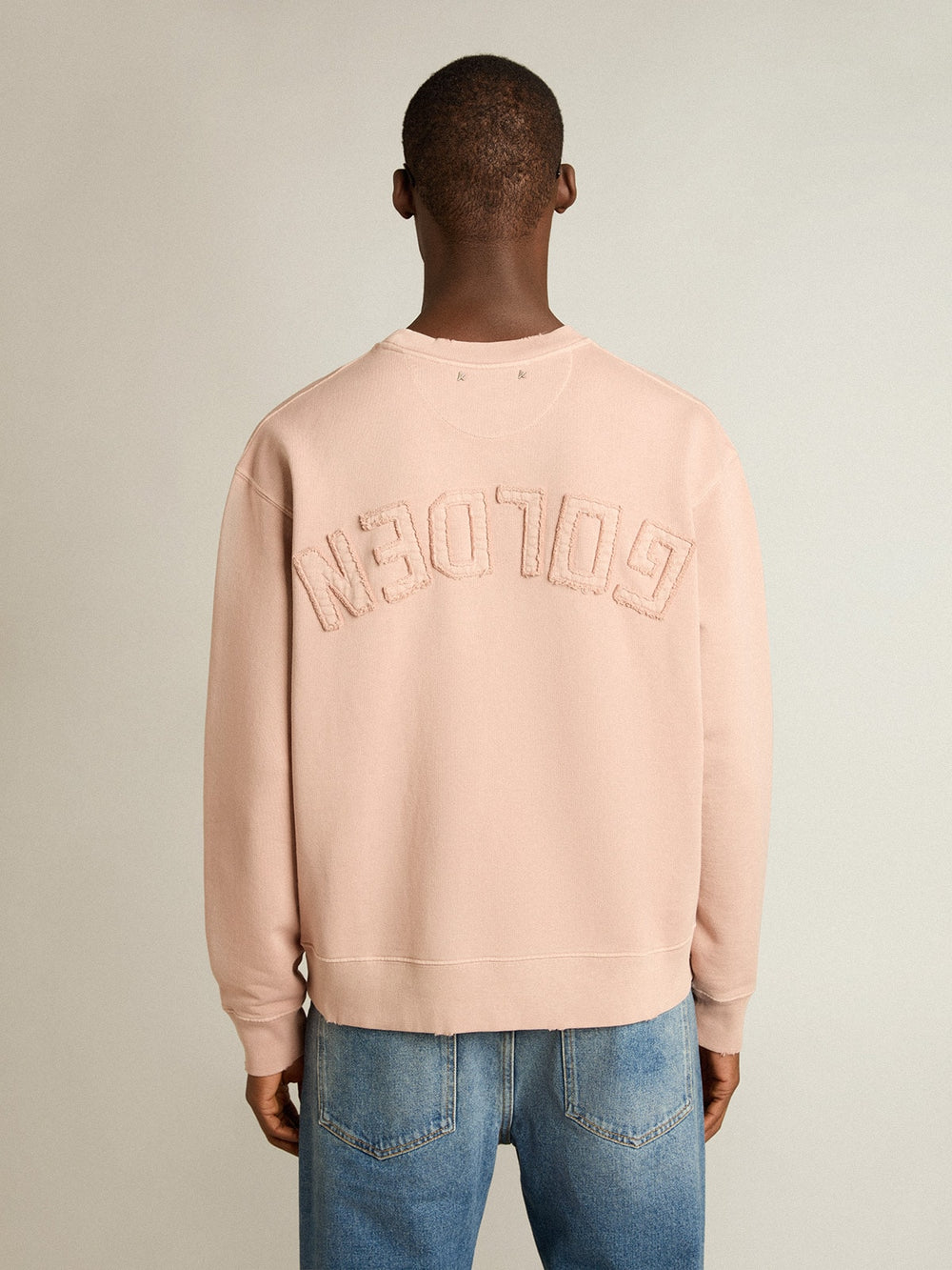 Golden Goose Powder-pink sweatshirt with reverse logo on the back - Jersey Capsule