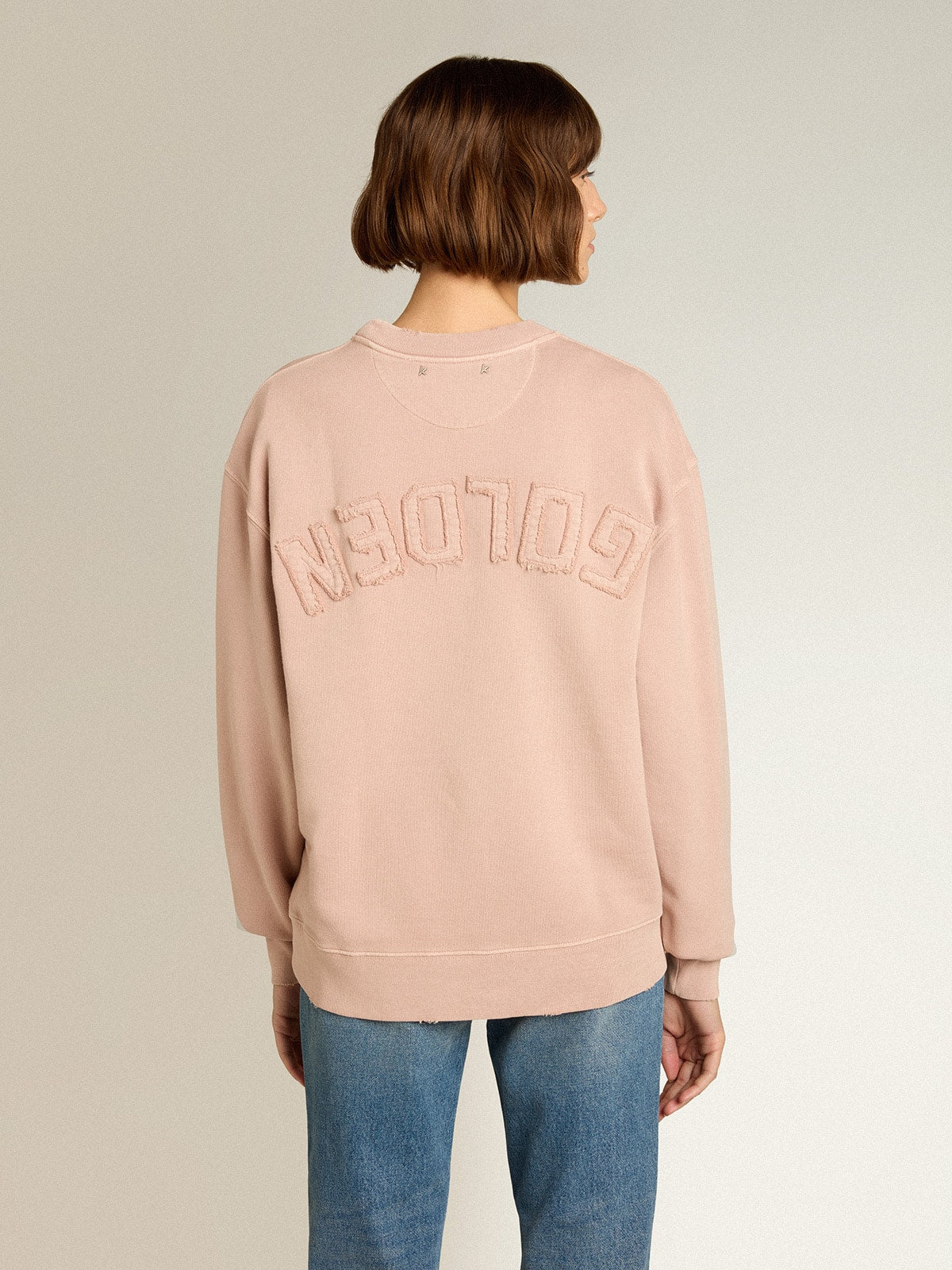 Golden Goose Powder-pink sweatshirt with reverse logo on the back - Jersey Capsule