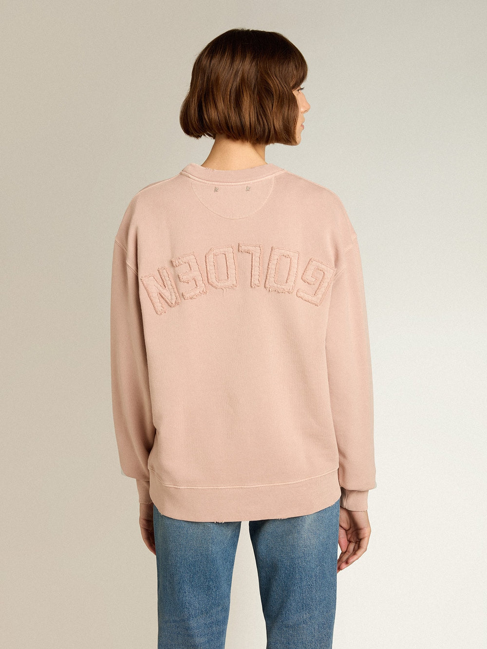 Golden Goose Powder-pink sweatshirt with reverse logo on the back - Jersey Capsule
