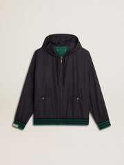 Golden Goose Men's green and blue reversible hooded sweatshirt