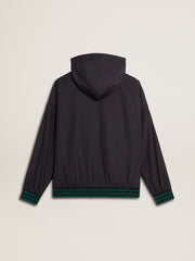 Golden Goose Men's green and blue reversible hooded sweatshirt