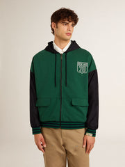 Golden Goose Men's green and blue reversible hooded sweatshirt