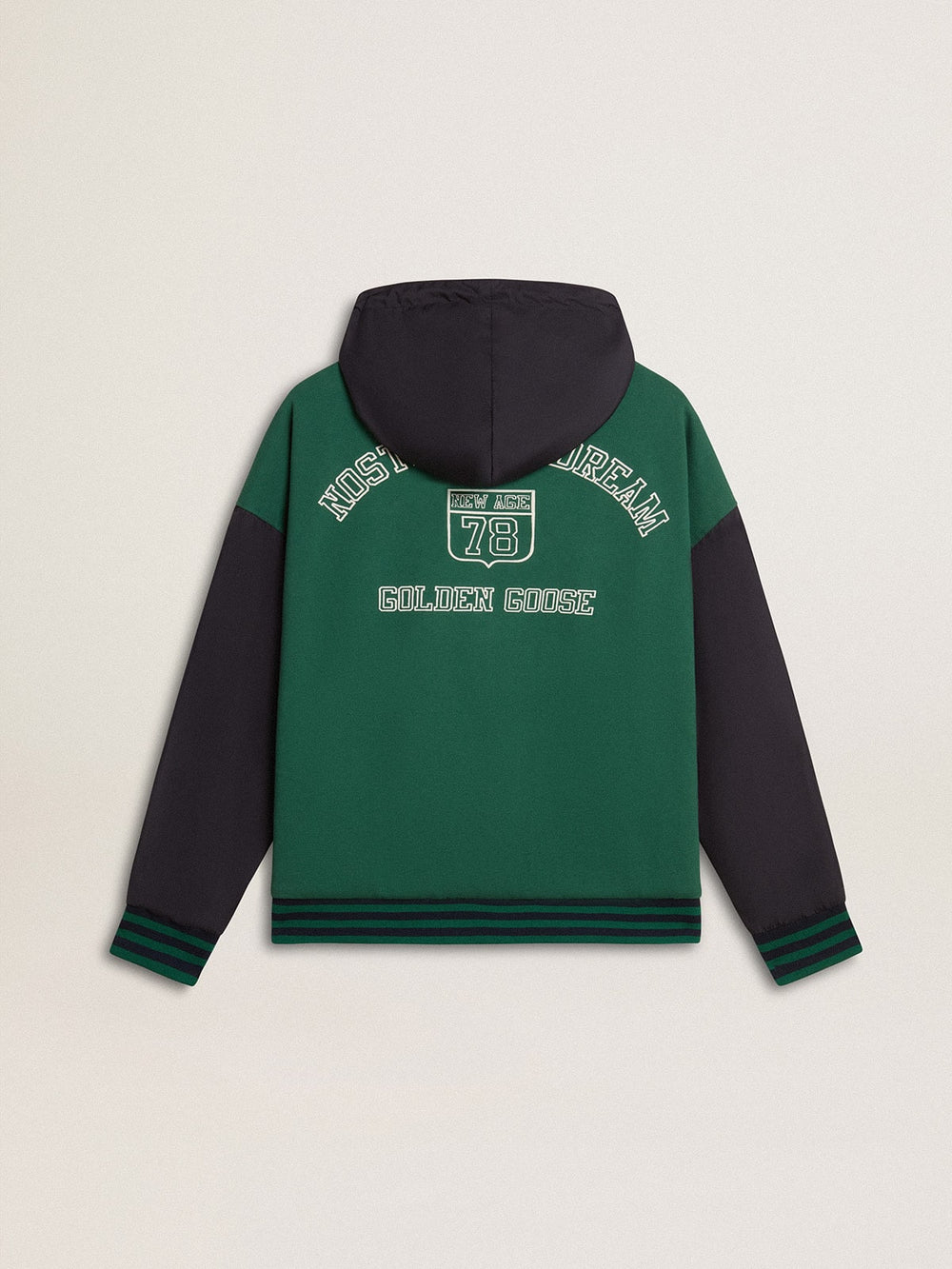 Golden Goose Men's green and blue reversible hooded sweatshirt