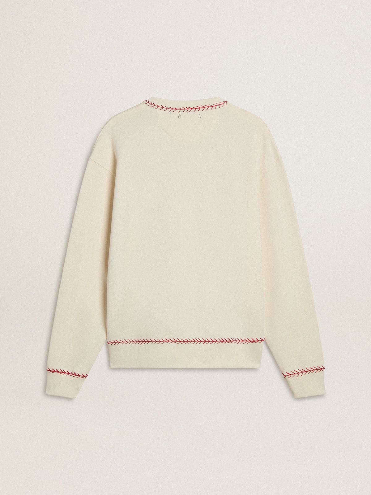 Golden Goose CNY sweatshirt in worn-white cotton with red embroidery