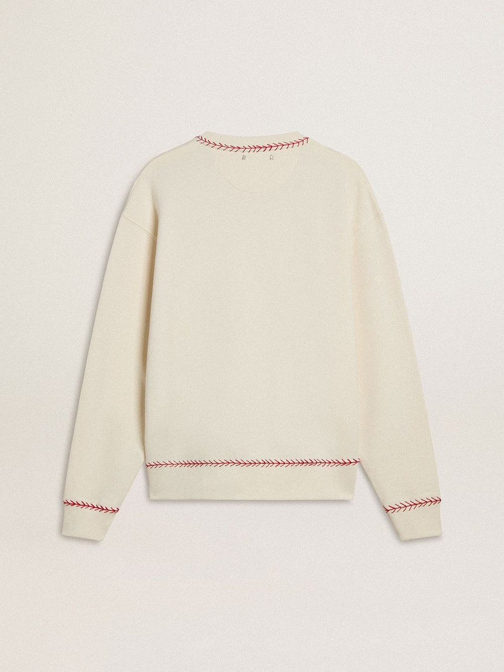 Golden Goose CNY sweatshirt in worn-white cotton with red embroidery