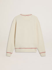 Golden Goose CNY sweatshirt in worn-white cotton with red embroidery
