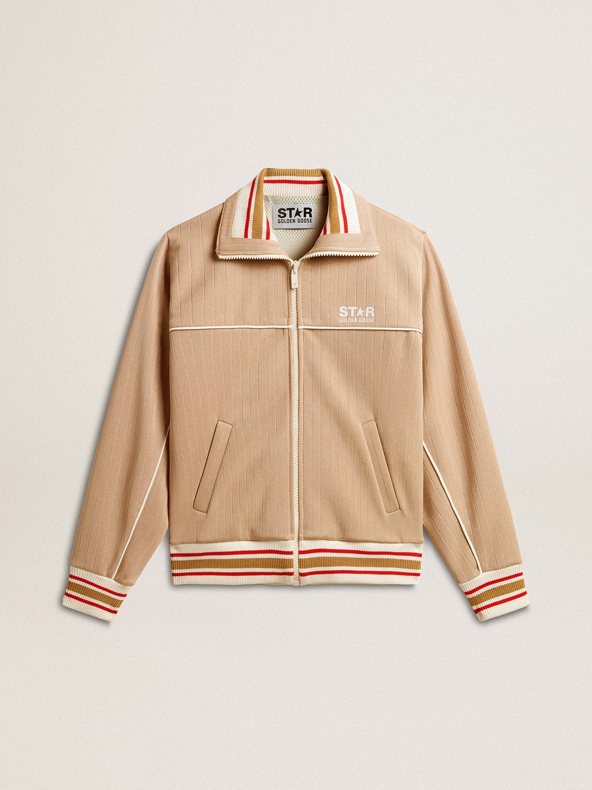 Golden Goose Women’s light beige zipped sweatshirt with white logo