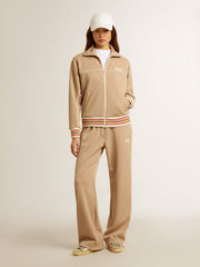 Golden Goose Women’s light beige zipped sweatshirt with white logo