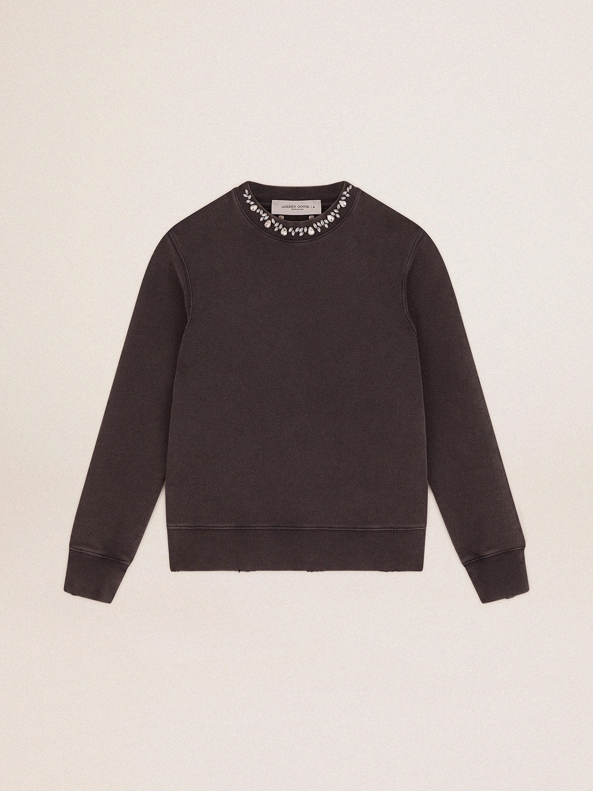 Golden Goose Women's anthracite gray sweatshirt with crystals