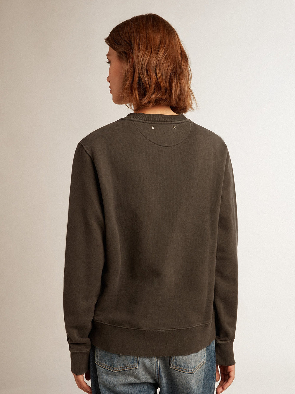 Golden Goose Women's anthracite gray sweatshirt with crystals