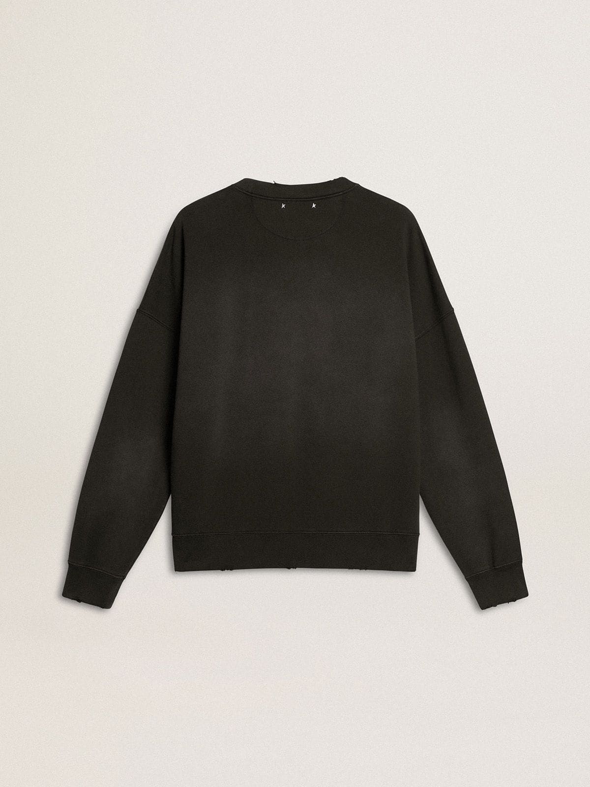 Golden Goose Unisex sweatshirt in worn black cotton with logo embroidery