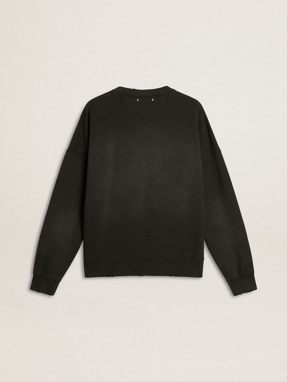 Golden Goose Unisex sweatshirt in worn black cotton with logo embroidery