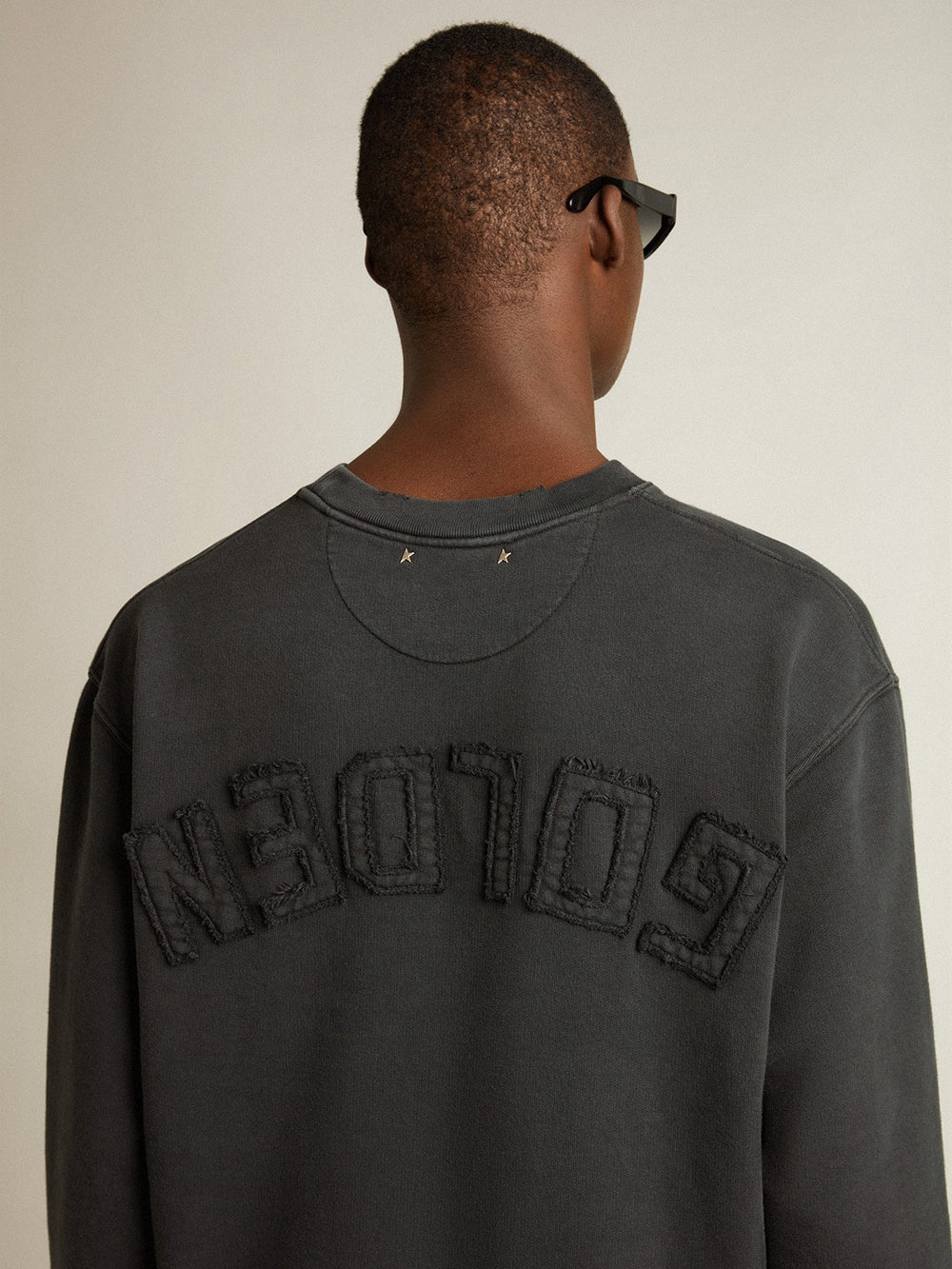 Golden Goose Sweatshirt in washed black with reverse logo on the back - Jersey Capsule