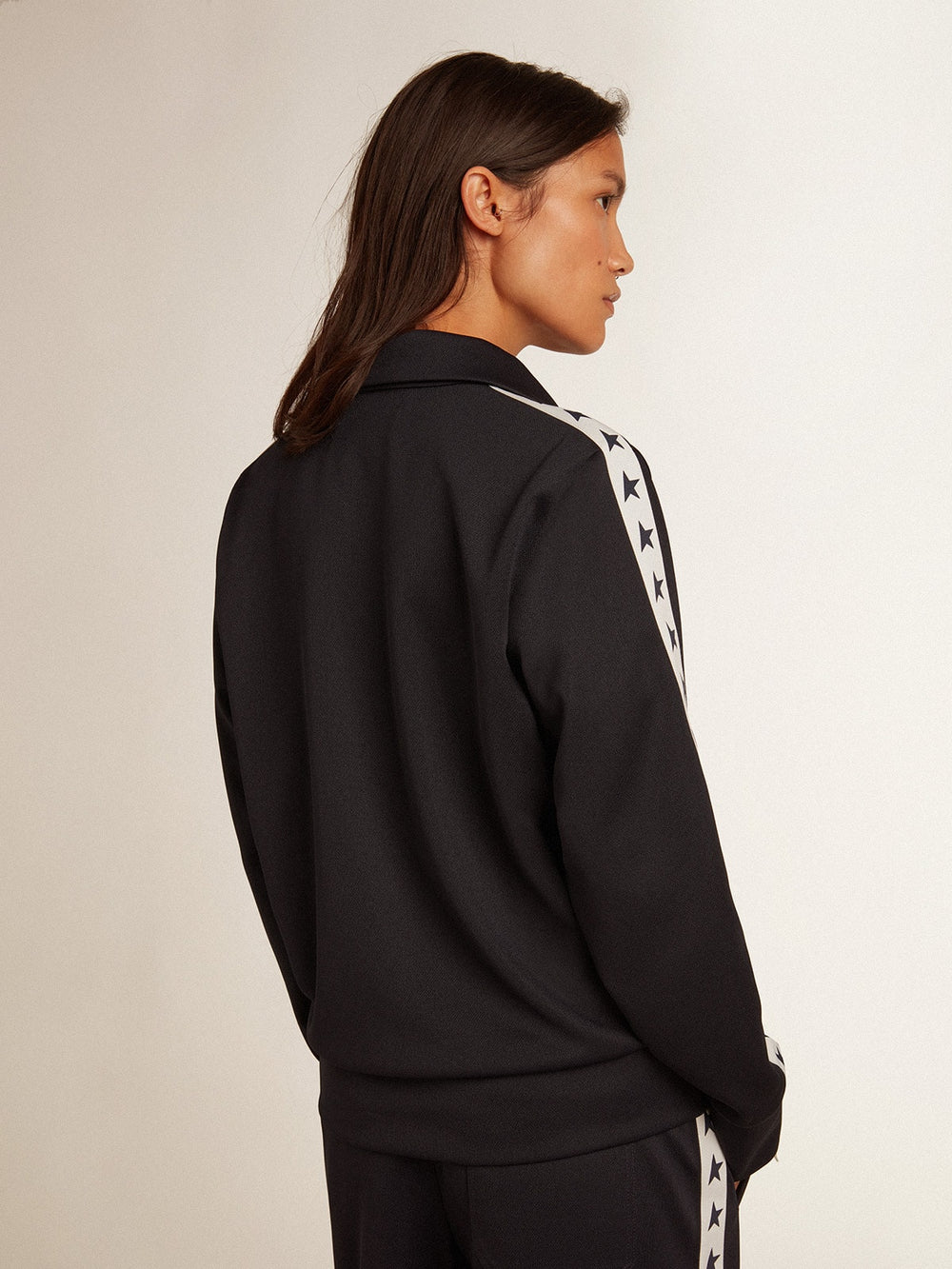 Golden Goose Dark blue zipped sweatshirt with white strip and contrasting stars