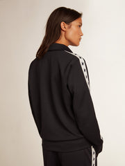 Golden Goose Dark blue zipped sweatshirt with white strip and contrasting stars