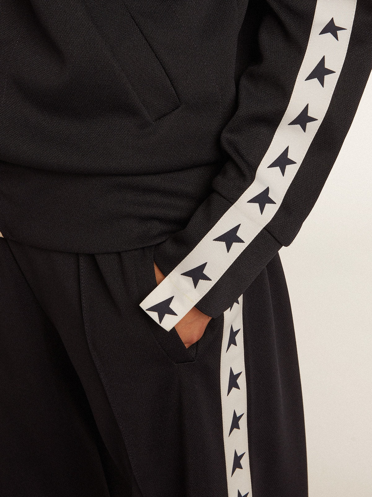 Golden Goose Dark blue zipped sweatshirt with white strip and contrasting stars